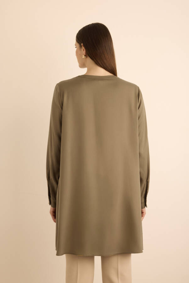 Haki Ön Bedeni Nakışlı Tunik - 6