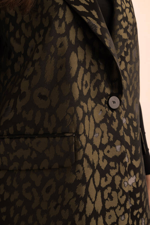 Haki Özel Dokuma Kumaş Yelek - 5