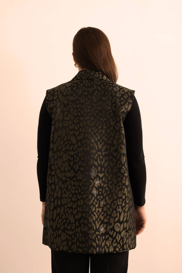 Haki Özel Dokuma Kumaş Yelek - 7