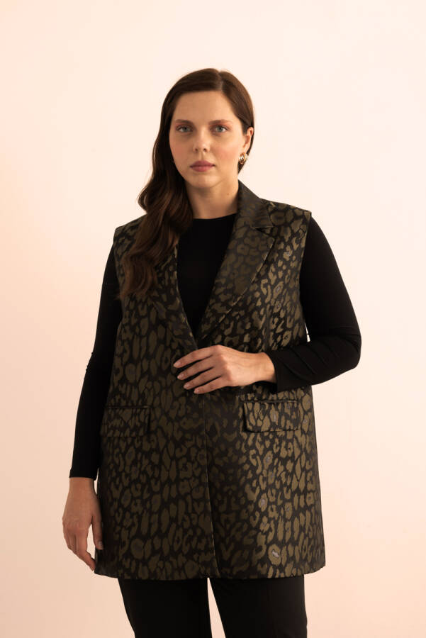 Haki Özel Dokuma Kumaş Yelek - 3