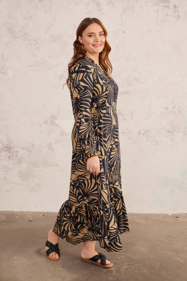 Haki Patı Grogren Detaylı Elbise - 3