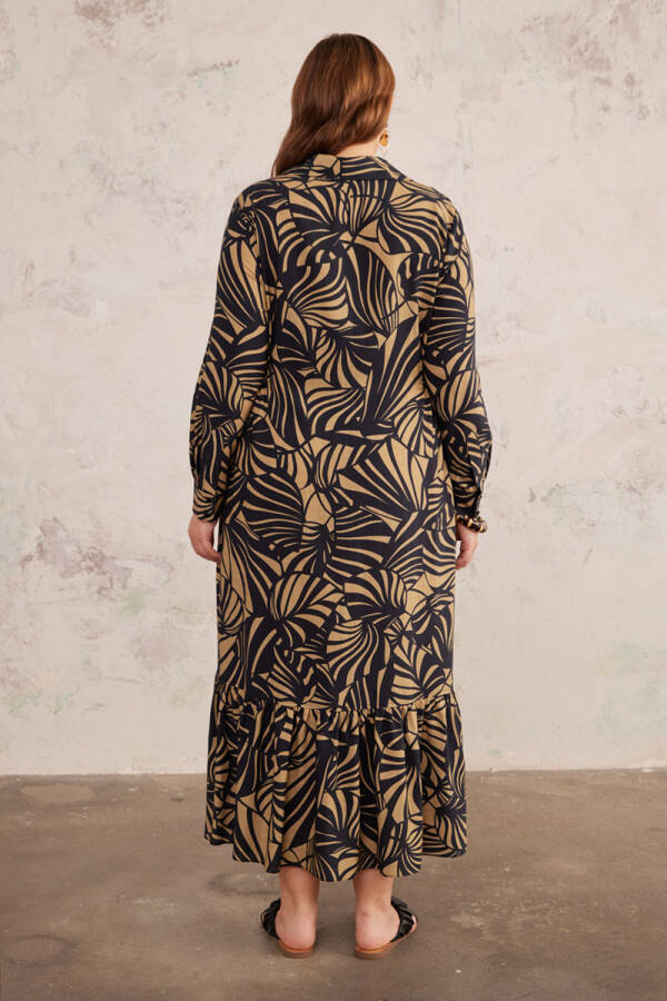 Haki Patı Grogren Detaylı Elbise - 5