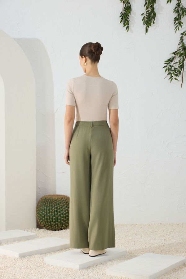 Haki Pileli Pantolon - 7