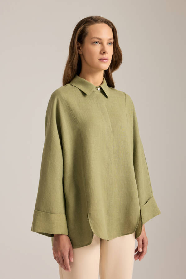 Haki Rahat Form Keten Tunik - Aker (1)