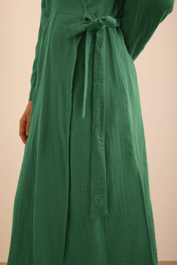 Haki Viscon Cotton , Yandan Bağlamalı Sabahlık - 6