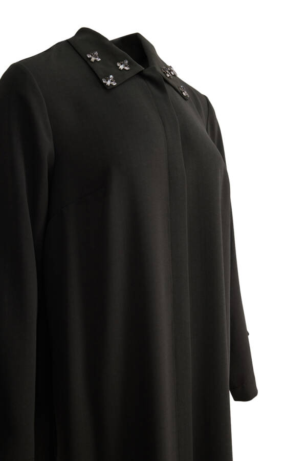 Haki Yakası İşlemeli Ferace - 2