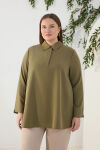 Haki Yarım Patlı Bluz - 2