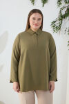 Haki Yarım Patlı Bluz - 4