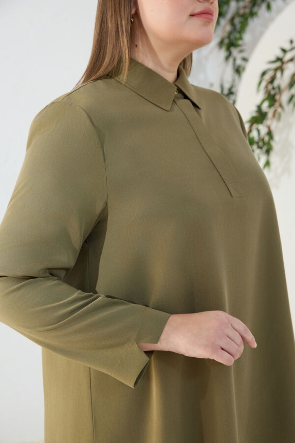 Haki Yarım Patlı Bluz - 6