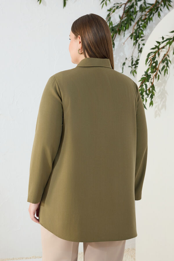 Haki Yarım Patlı Bluz - 7