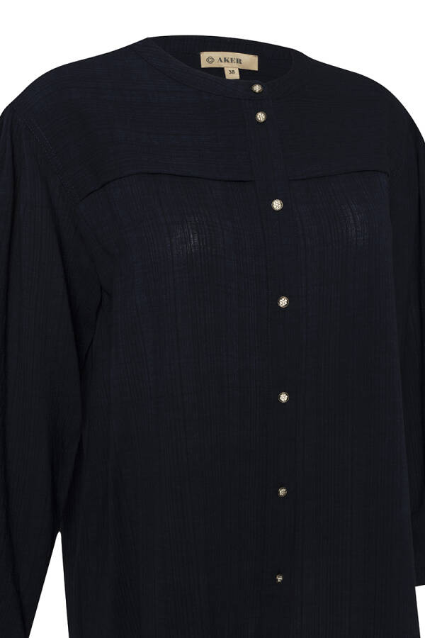 Lacivert Hakim Yaka Bluz - 2