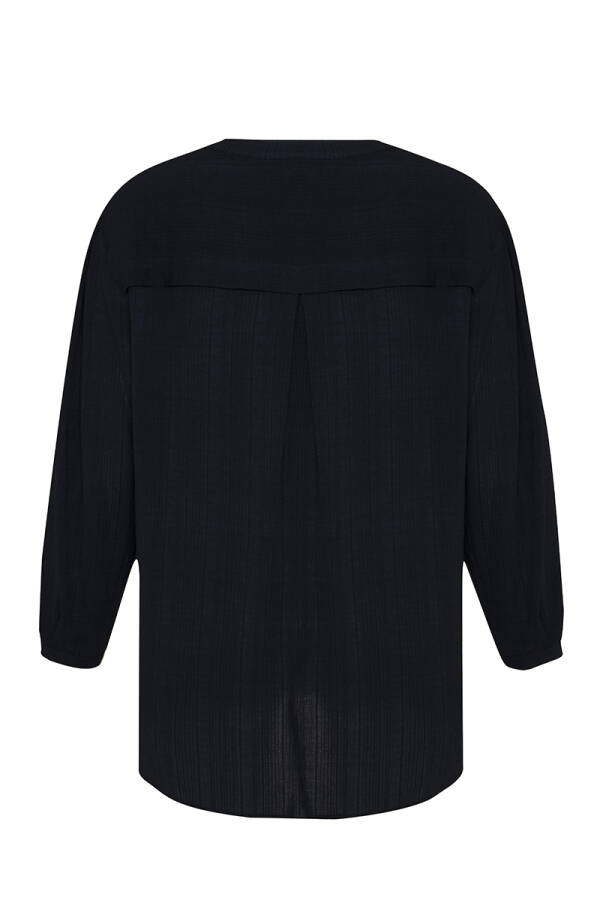 Lacivert Hakim Yaka Bluz - 3