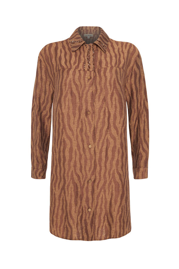 Hardal Zebra Desen İşlemeli Tunik - Aker