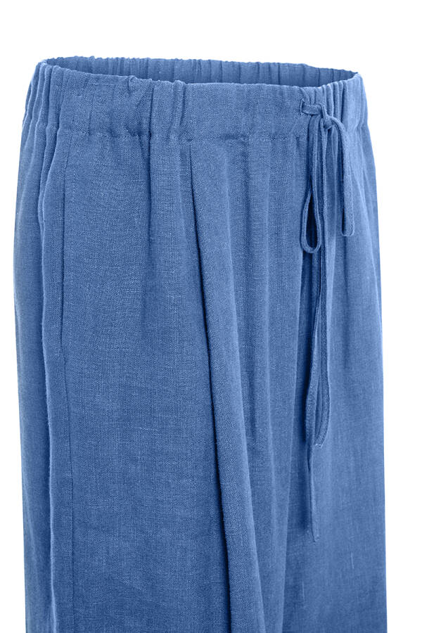 İndigo Bağcık Detaylı Keten Pantolon Etek - Aker (1)
