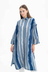 İndigo Batik Desen Rahat Kesim Tunik - 1