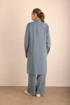 İndigo Beli Bağcıklı Tencel Cotton Tunik - 6