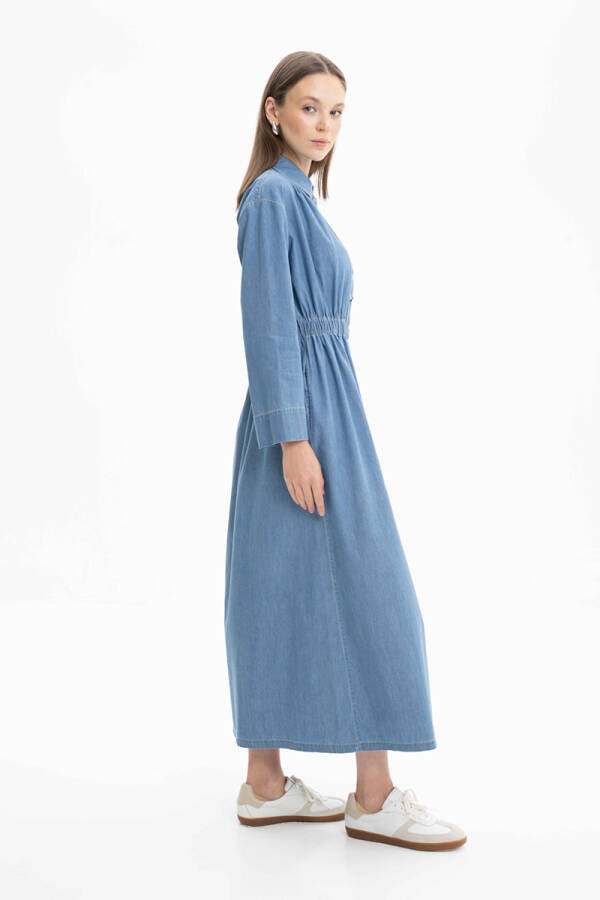 İndigo Beli Lastikli Jean Pardösü - Aker (1)