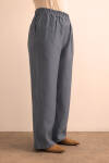 İndigo Beli Lastikli Keten Tencel Pantolon - 3
