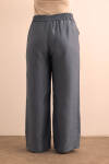 İndigo Beli Lastikli Keten Tencel Pantolon - 7