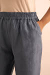 İndigo Beli Lastikli Keten Tencel Pantolon - 6