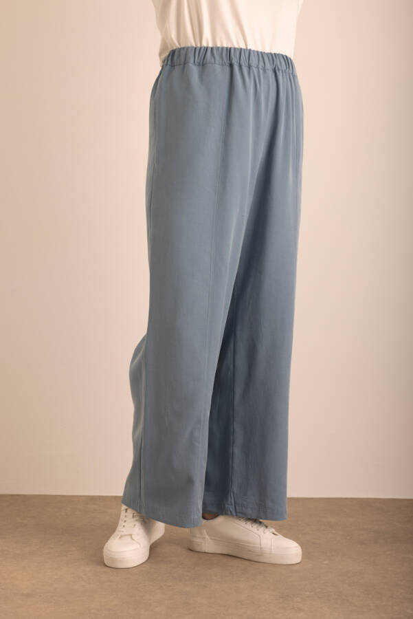 İndigo Beli Lastikli Tencel Cotton Pantolon - 3