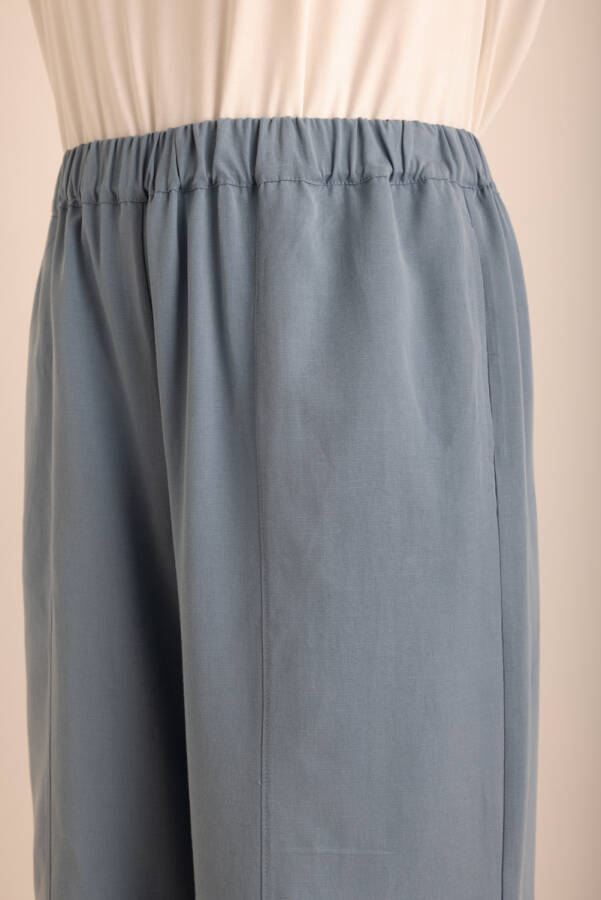 İndigo Beli Lastikli Tencel Cotton Pantolon - 4