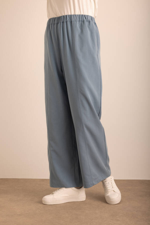 İndigo Beli Lastikli Tencel Cotton Pantolon - 5