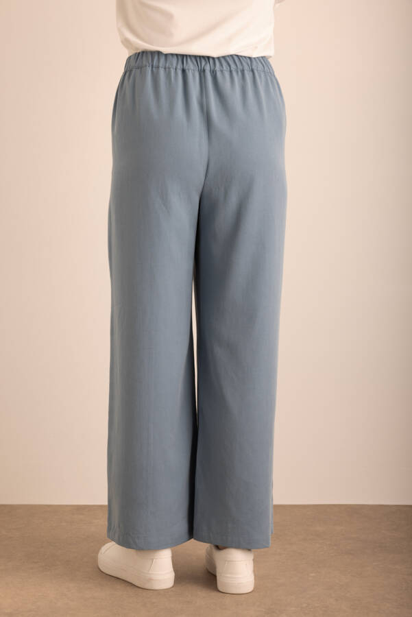 İndigo Beli Lastikli Tencel Cotton Pantolon - 6
