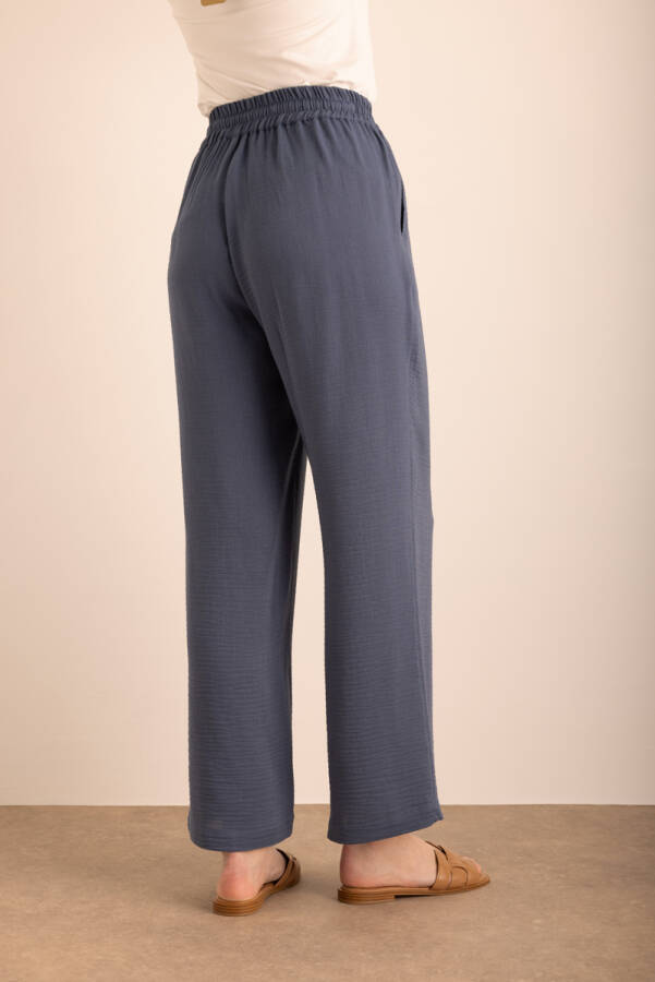 İndigo Beli Lastikli Viscon Cotton Pijama Altı - 7