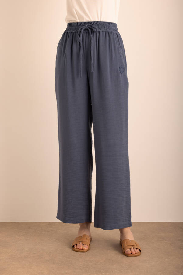 İndigo Beli Lastikli Viscon Cotton Pijama Altı - 6