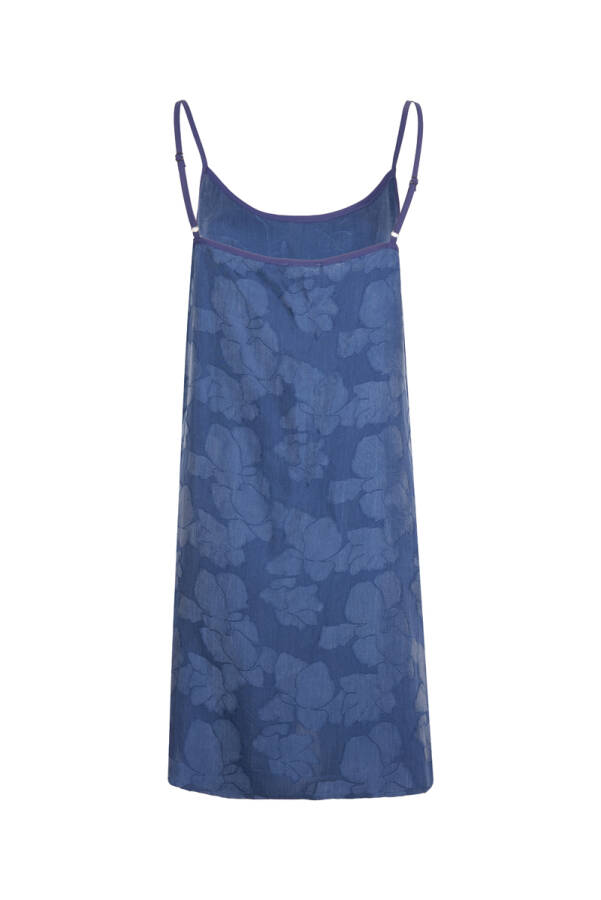 İndigo Çiçek Dokulu Tencel , Askılı Gecelik - 3