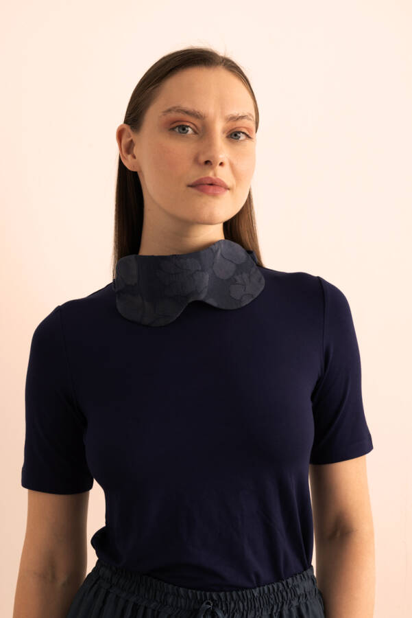 İndigo Çiçek Dokulu Tencel ,Uyku Bandı - 2