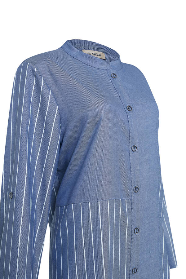 İndigo Çizgi Detaylı Spor Tunik - 2