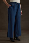 İndigo Denim Görünümlü Beli Lastikli Viscon Pantolon - 3