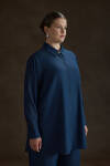İndigo Denim Görünümlü Viscon Tunik - 3