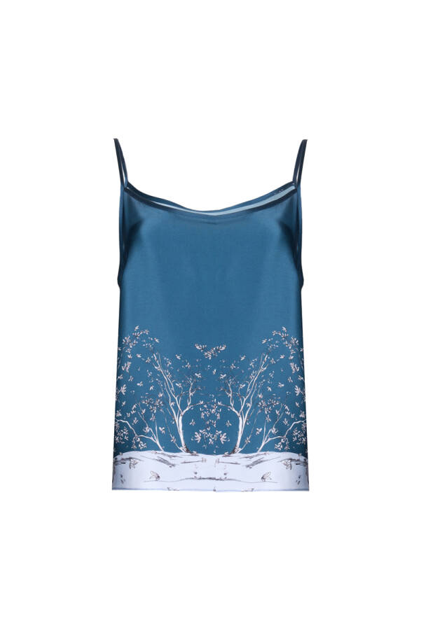 İndigo Desenli İpek , Askılı Atlet - Aker