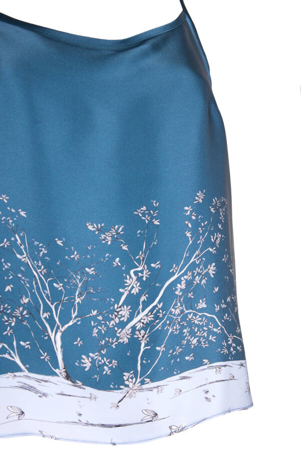 İndigo Desenli İpek , Askılı Atlet - 2