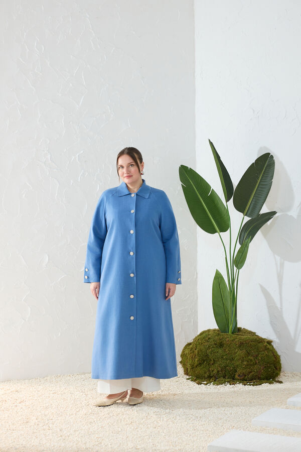 İndigo Klasik Gömlek Yaka Pardösü - Aker