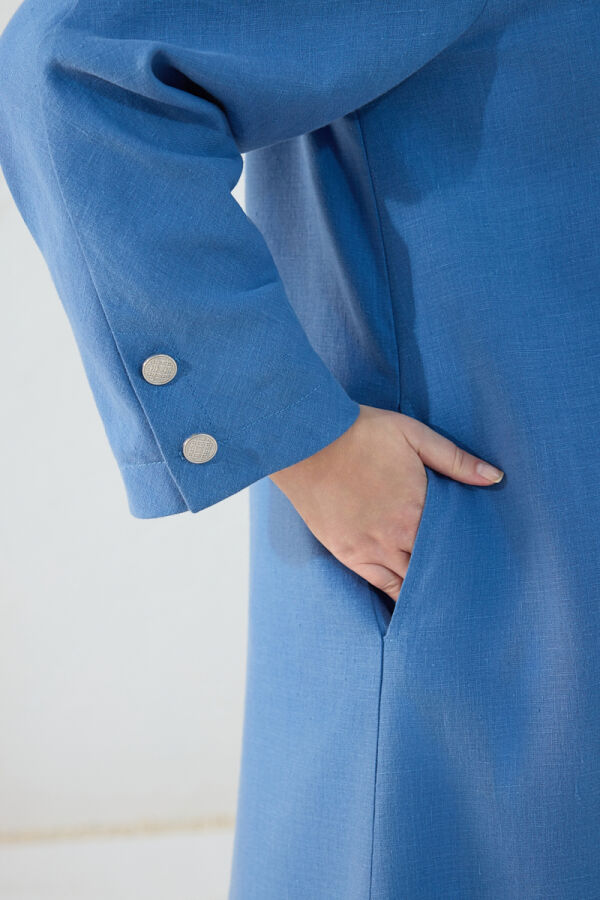 İndigo Klasik Gömlek Yaka Pardösü - 6
