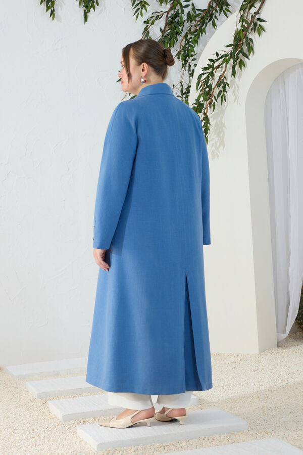 İndigo Klasik Gömlek Yaka Pardösü - 7