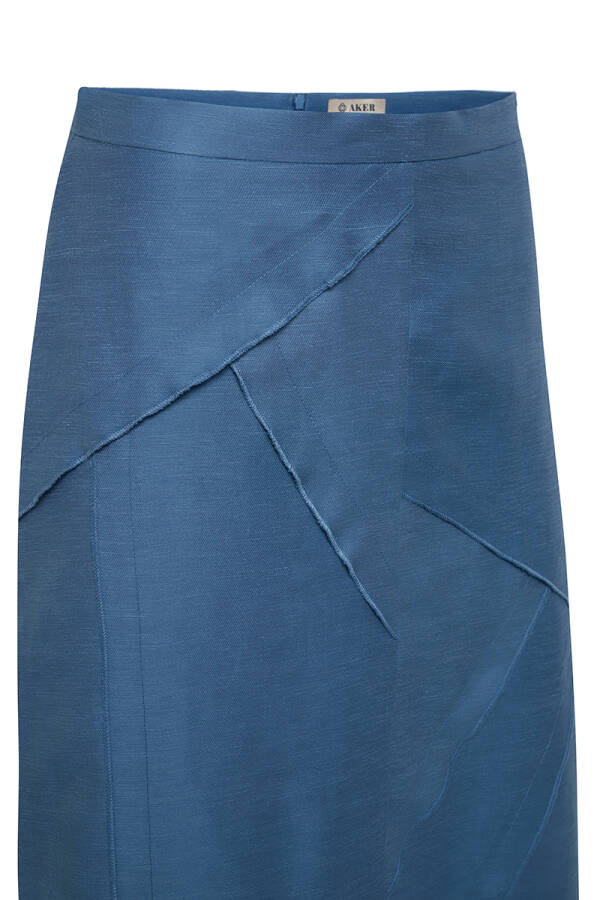 İndigo Parçalı Keten Etek - Aker (1)