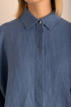 İndigo Rahat Form Keten Bluz - 3