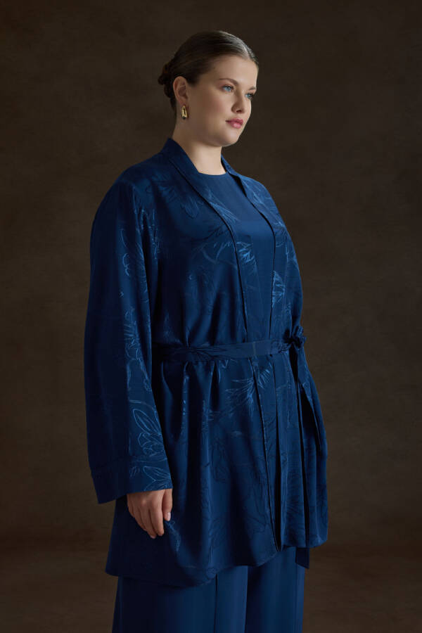İndigo Rayon Viscon Kimono - 3
