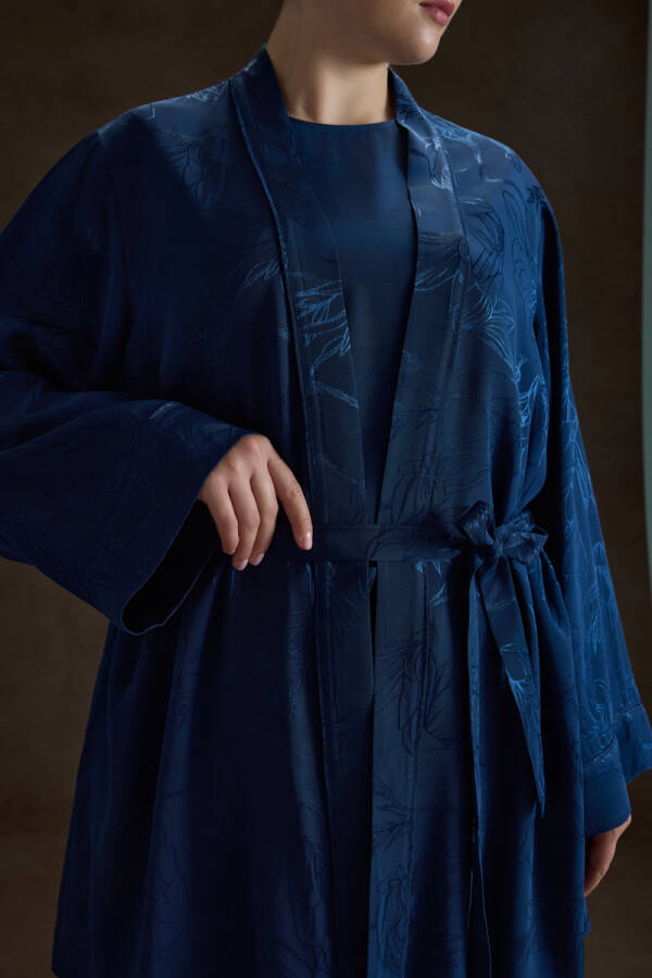 İndigo Rayon Viscon Kimono - 4