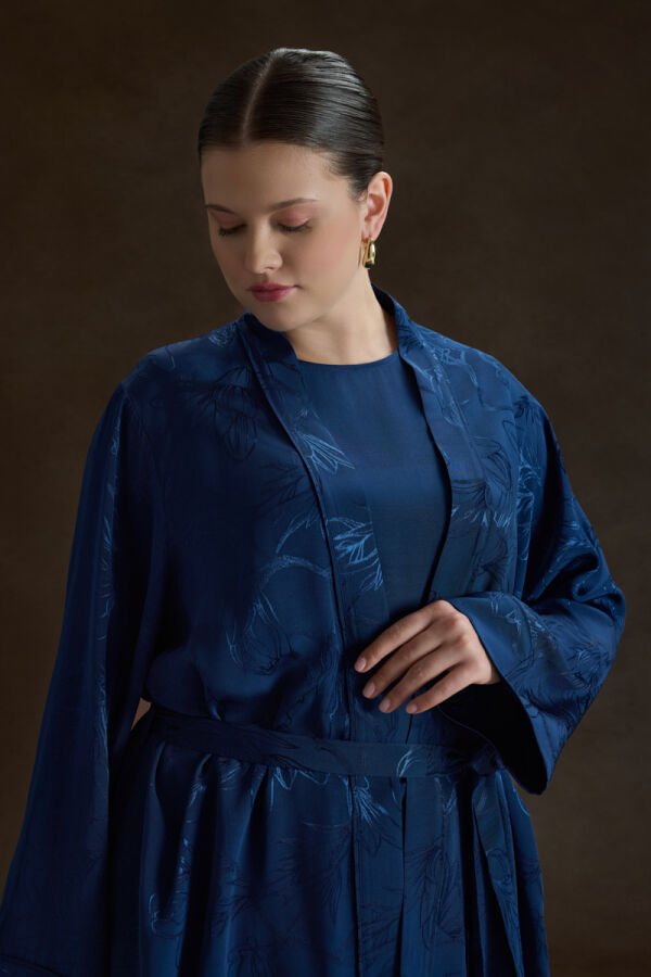 İndigo Rayon Viscon Kimono - Aker