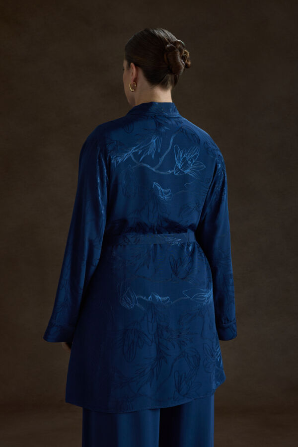 İndigo Rayon Viscon Kimono - 5
