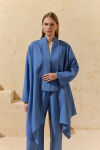 İndigo Şal Yaka Keten Kimono - 2