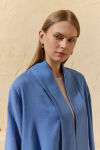 İndigo Şal Yaka Keten Kimono - 5