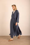 İndigo Viscon Cotton , Yandan Bağlamalı Sabahlık - 1