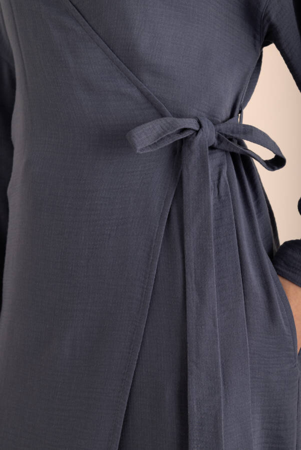 İndigo Viscon Cotton , Yandan Bağlamalı Sabahlık - 3